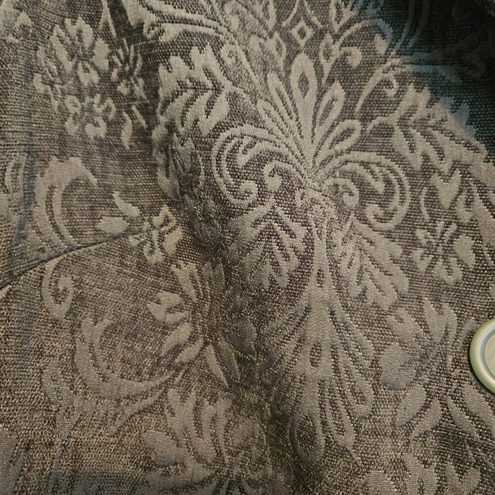 Vintage Erika Baroque Damask Pattern Green 3 Button Blazer Jacket Size Medium - Picture 4 of 10